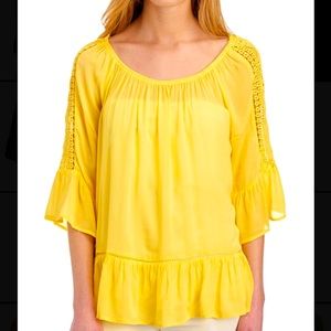 FEVER Bell Sleeve Yellow Blouse Size M